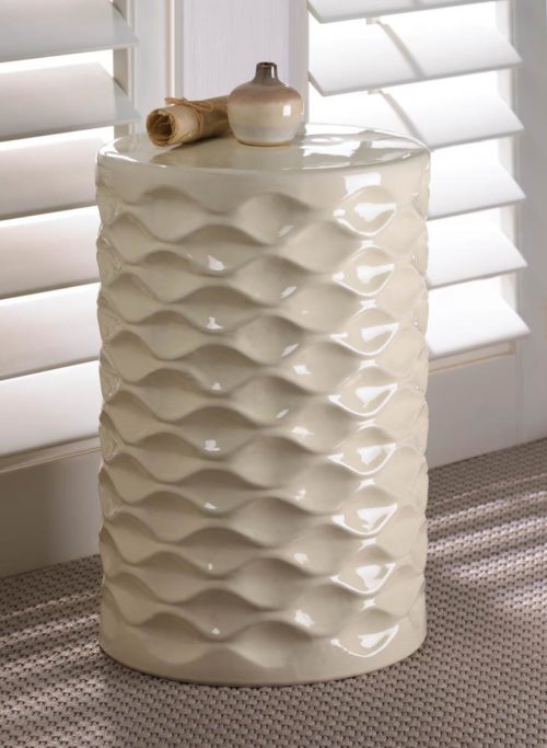 IVORY FACETED CERAMIC STOOL