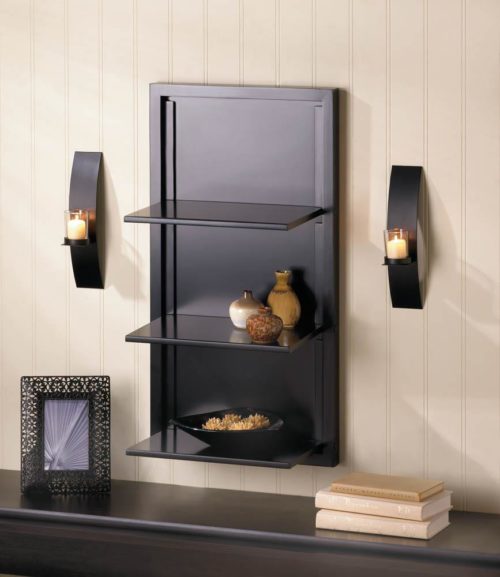 BLACK FOLDING WALL SHELF