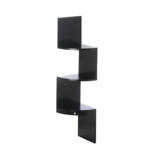 3-TIER BLACK CORNER SHELF WITH DRAWER