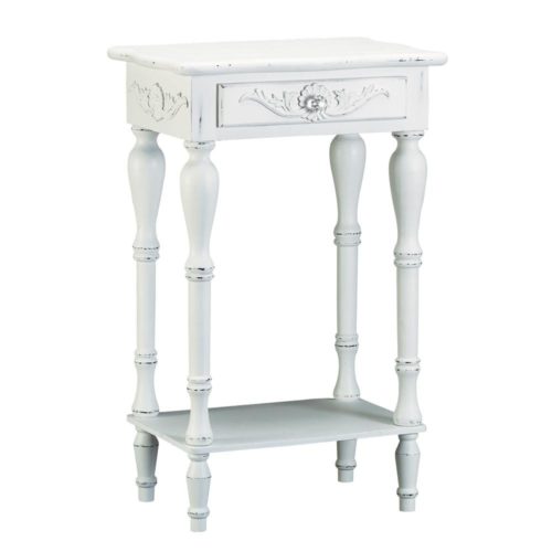 CARVED WHITE SIDE TABLE